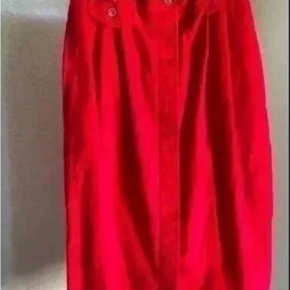 Vintage Villager Red Corduroy Midi Preppy Academia Y2K Western Button Skirt 8P - Picture 7 of 7